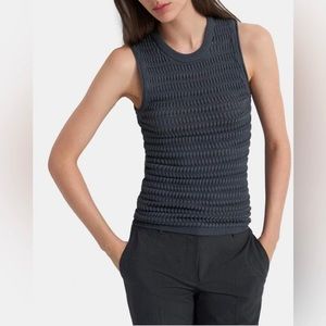 Theory EUC Women’s Medium Gray Cheri Open Knit Sleeveless Tank Top Sweater Shell